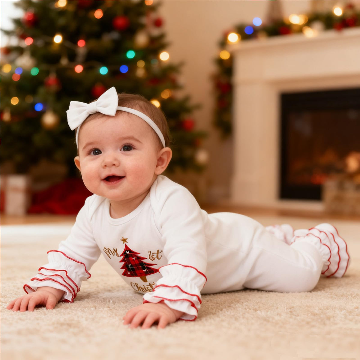 Christmas Baby Girl Santa Long Sleeve Romper Q49893