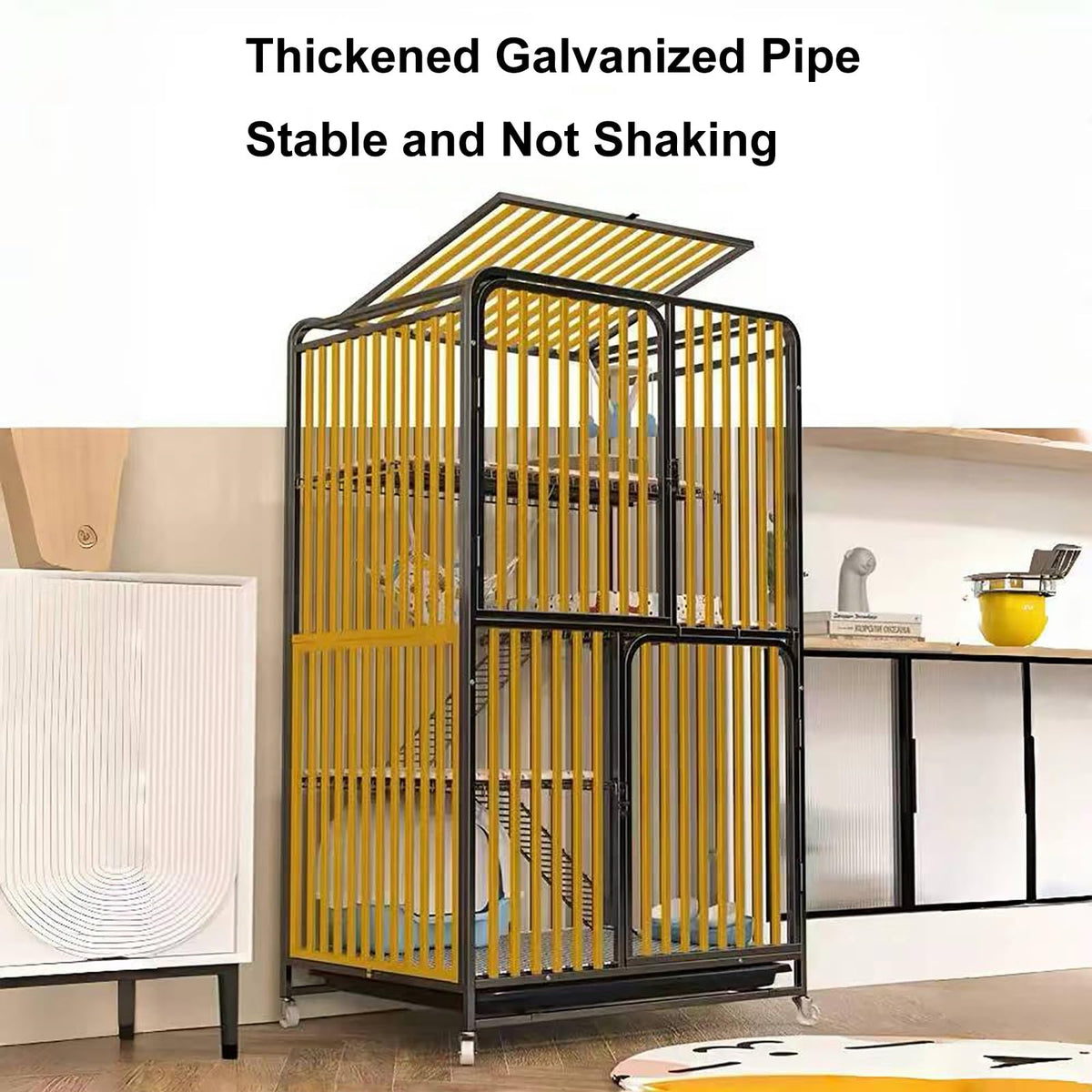4 Tier Cat Cage with Litter Box and Wheel R837229
