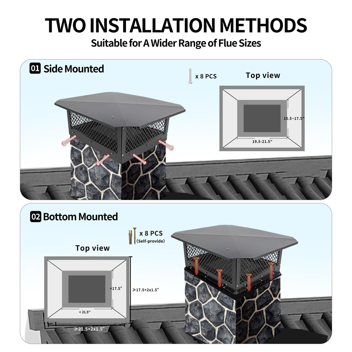 Black Galvanized Steel Chimney Cap H38998
