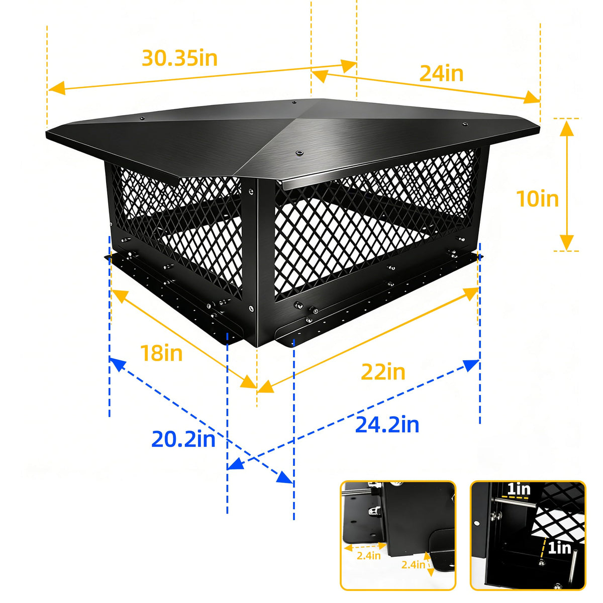 Black Galvanized Steel Chimney Cap H38998