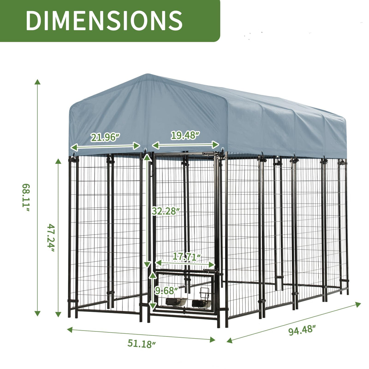 8'x4'x6' Outdoor Dog Kennel with Roof Z7204