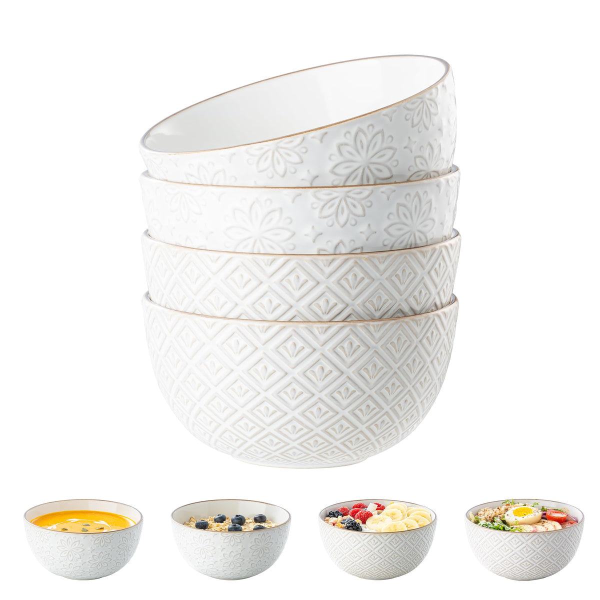 26 oz Ceramic Soup Bowls Set of 4 Z66420