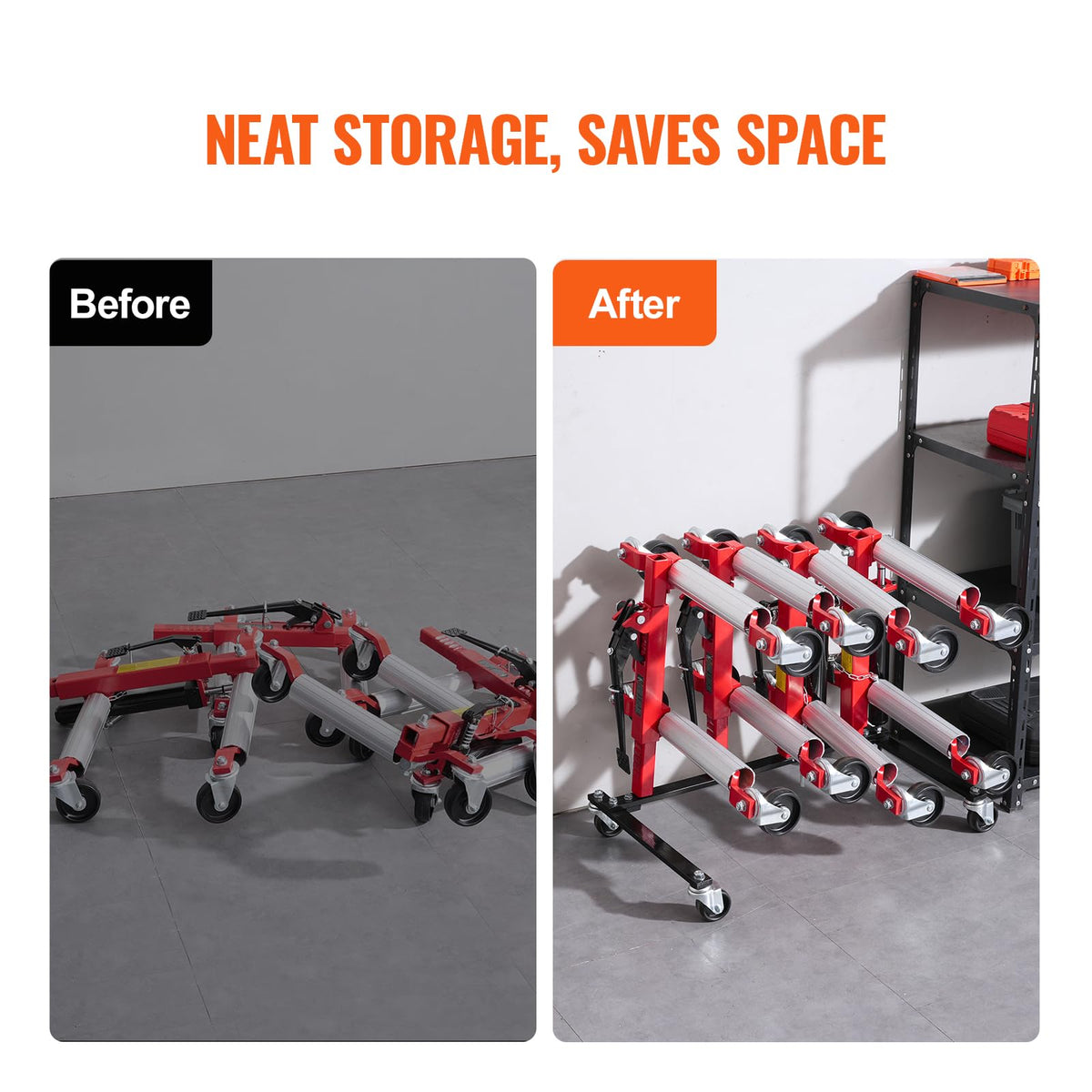Car Dolly Rack with 360° Rotatable Wheels, 4-Dolly Capacity V147798
