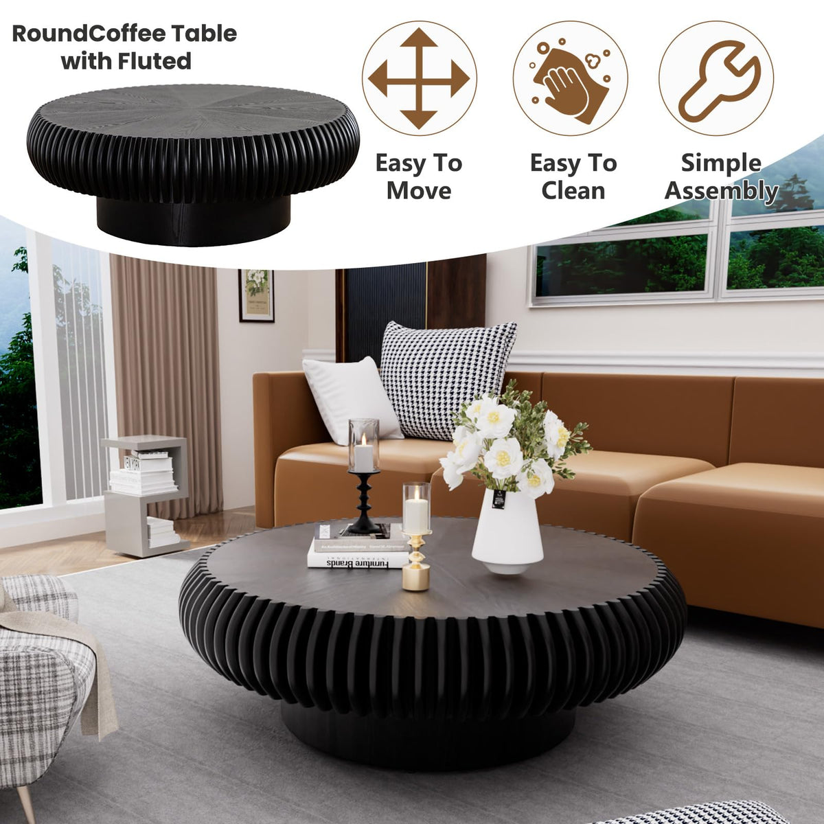 Black Round Coffee Table D3281