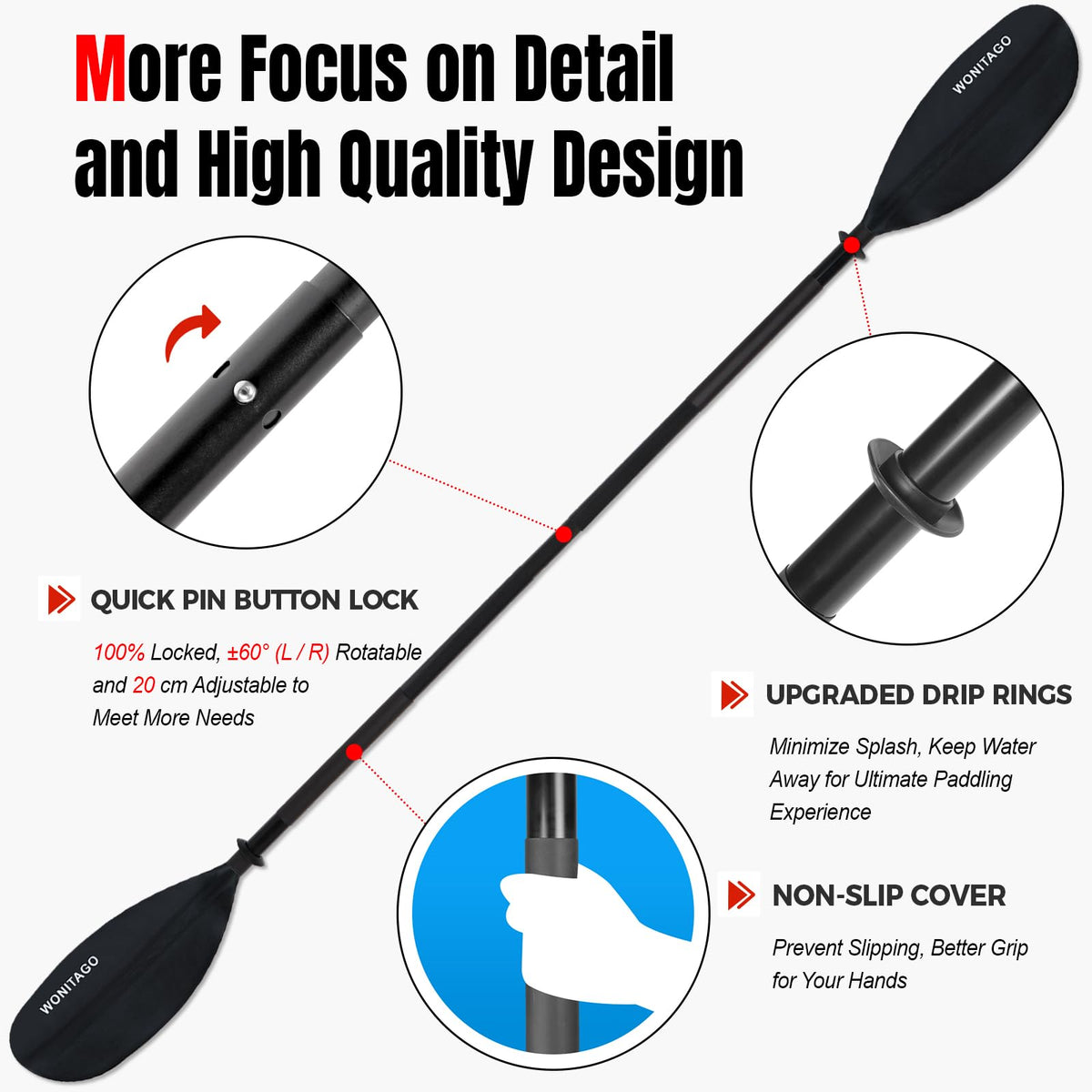 Adjustable Lightweight Kayak Paddle Y954