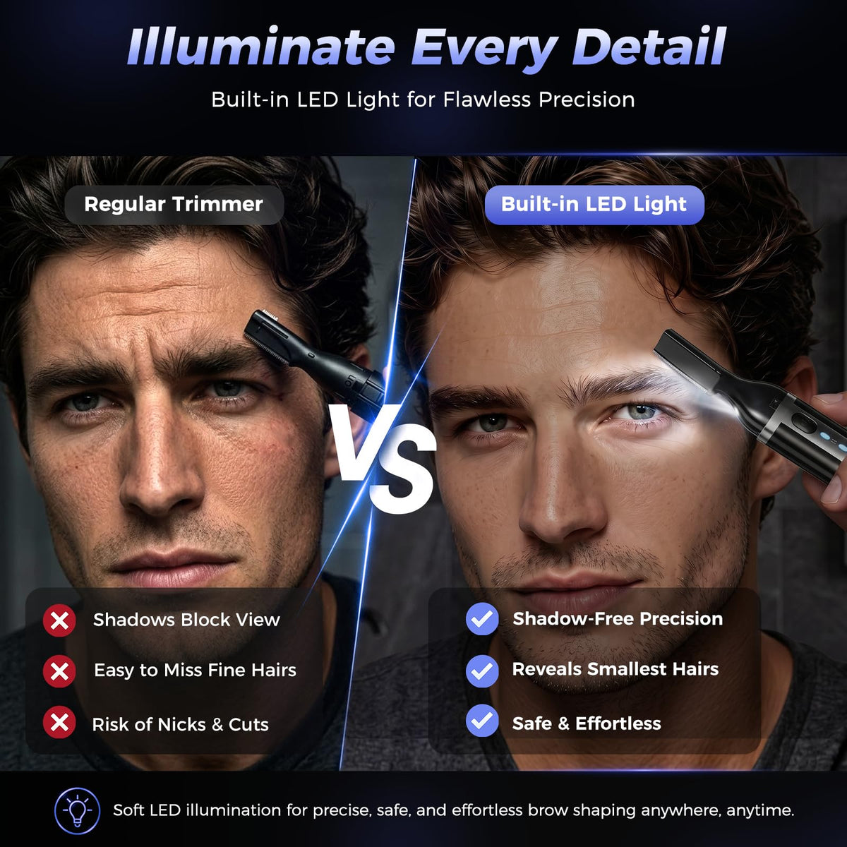 Electric Rechargeable Eyebrow Trimmer with Rinseable Blade Y925457
