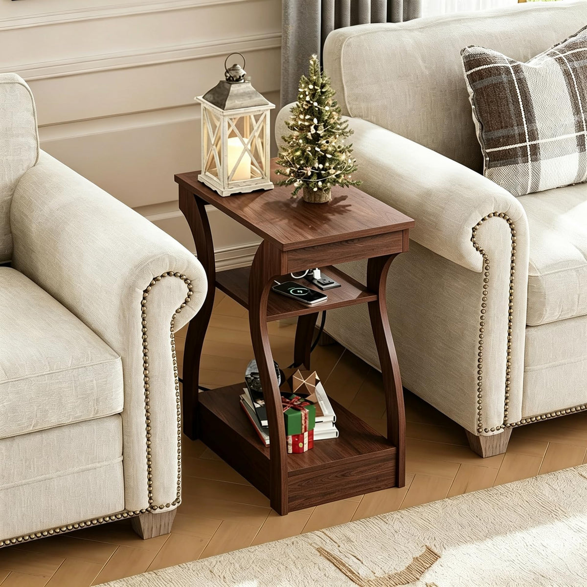 Brown End Tables Set of 2 with Charging Station K908426