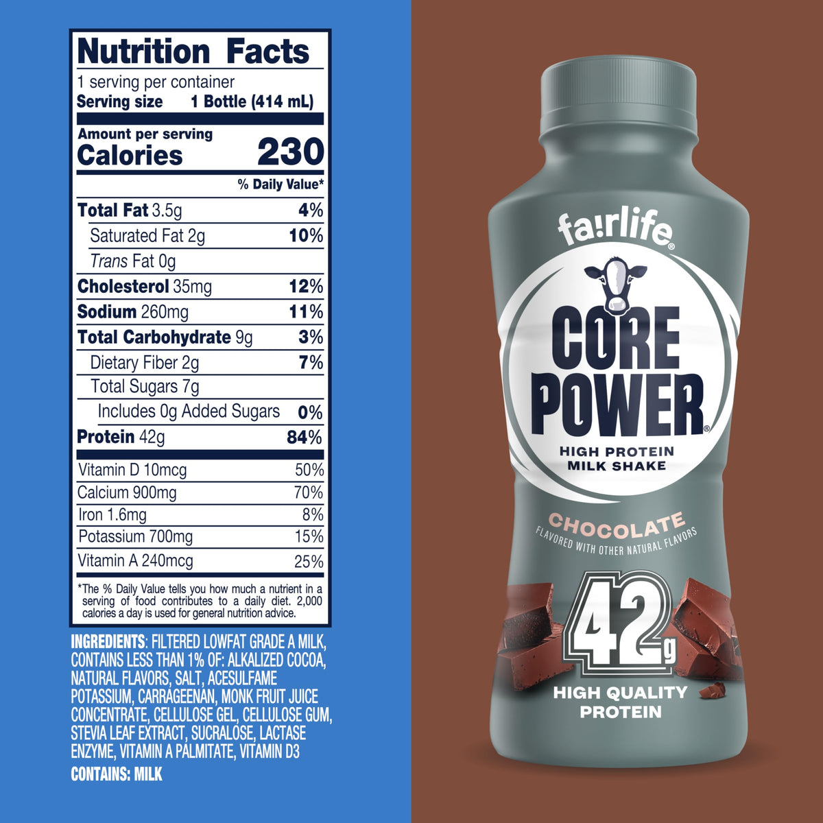 Chocolate High Protein Shake 42g 14oz 12 Pack U53991