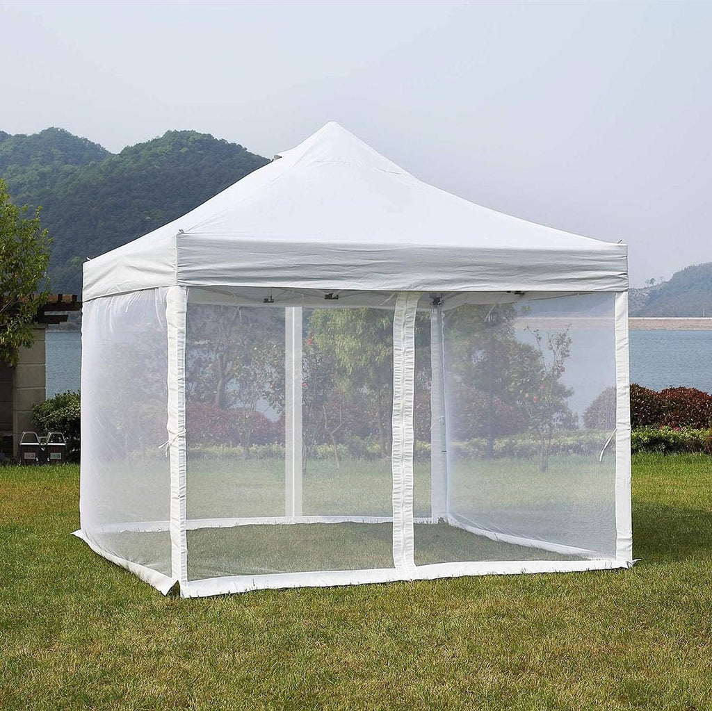 Mosquito Net 4-Panel Canopy Screen Wall with Zipper White Z198
