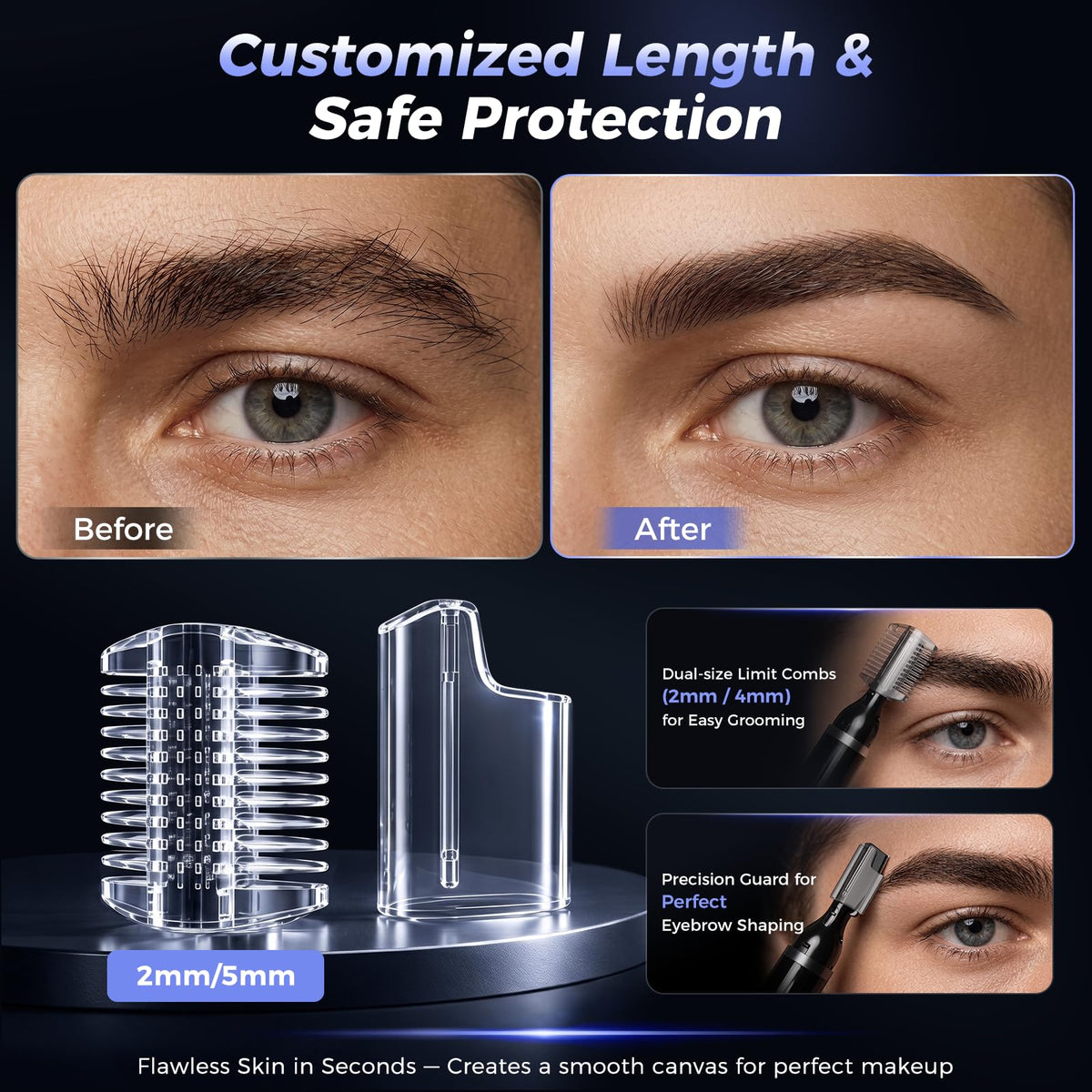 Electric Rechargeable Eyebrow Trimmer with Rinseable Blade Y925457