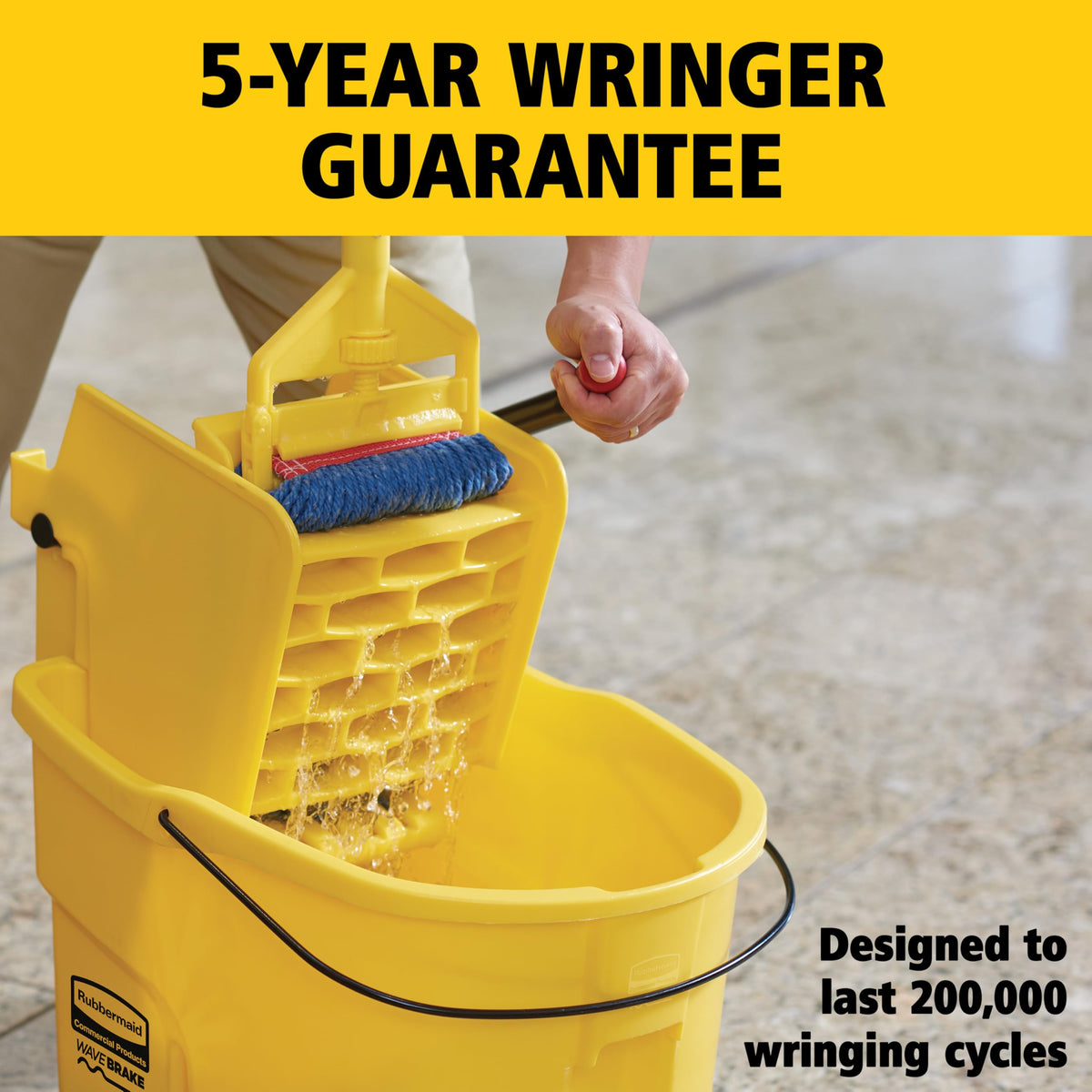 26 Qt. Side-Press Mop Bucket and Wringer Combo on Wheels, Yellow I7579