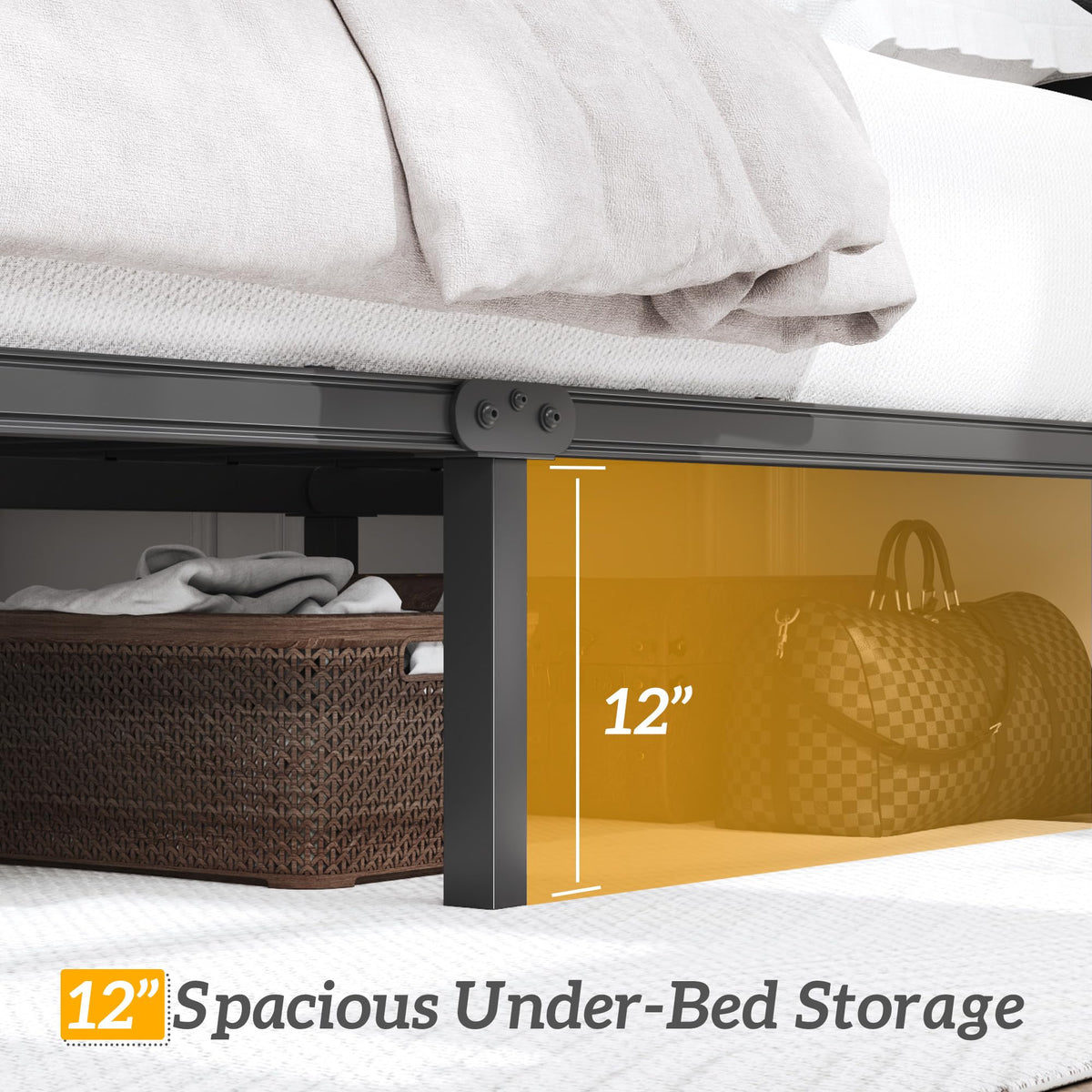 Queen Upholstered Button Tufted Bed Frame with Storage F315