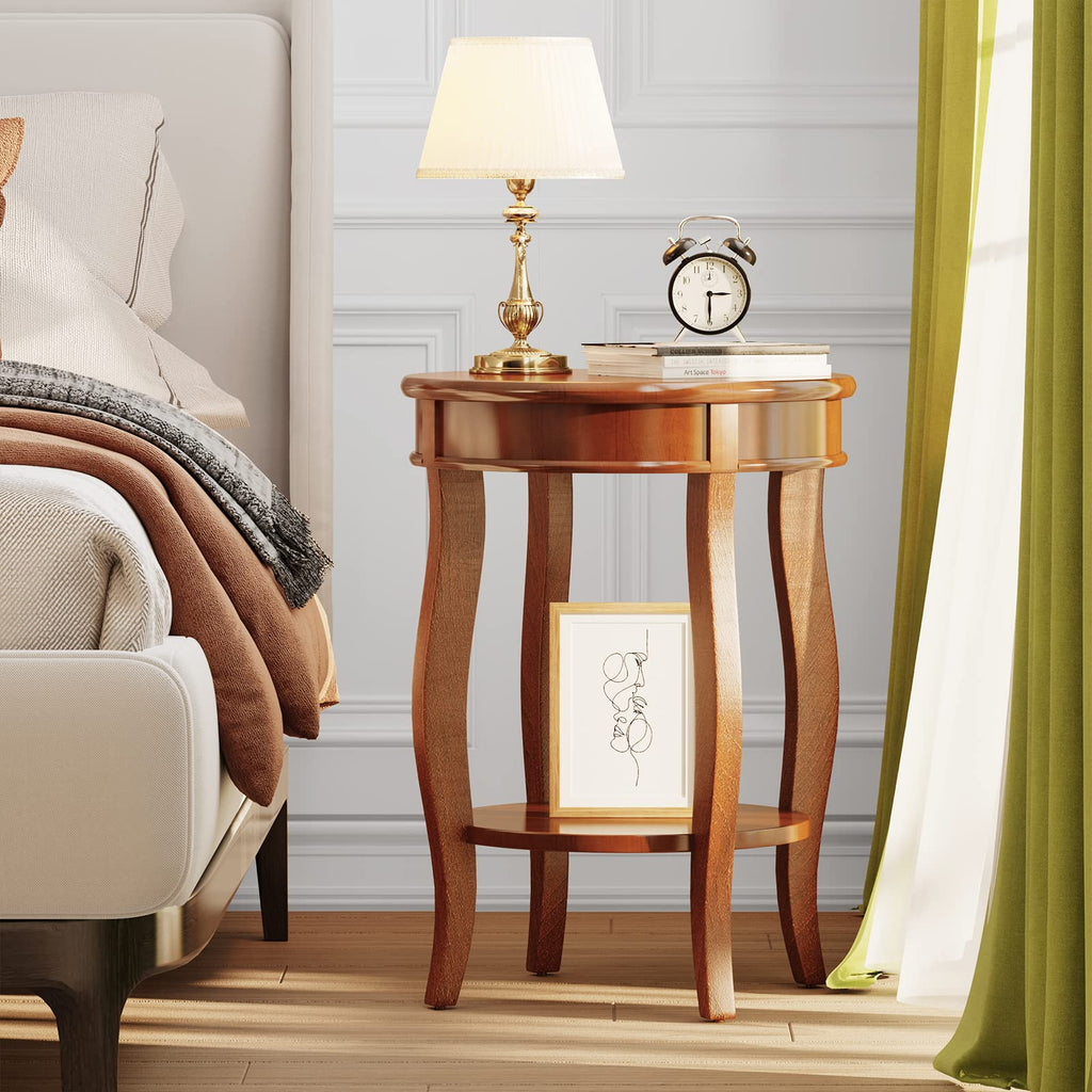 Round Accent Table with Storage Shelf L7161