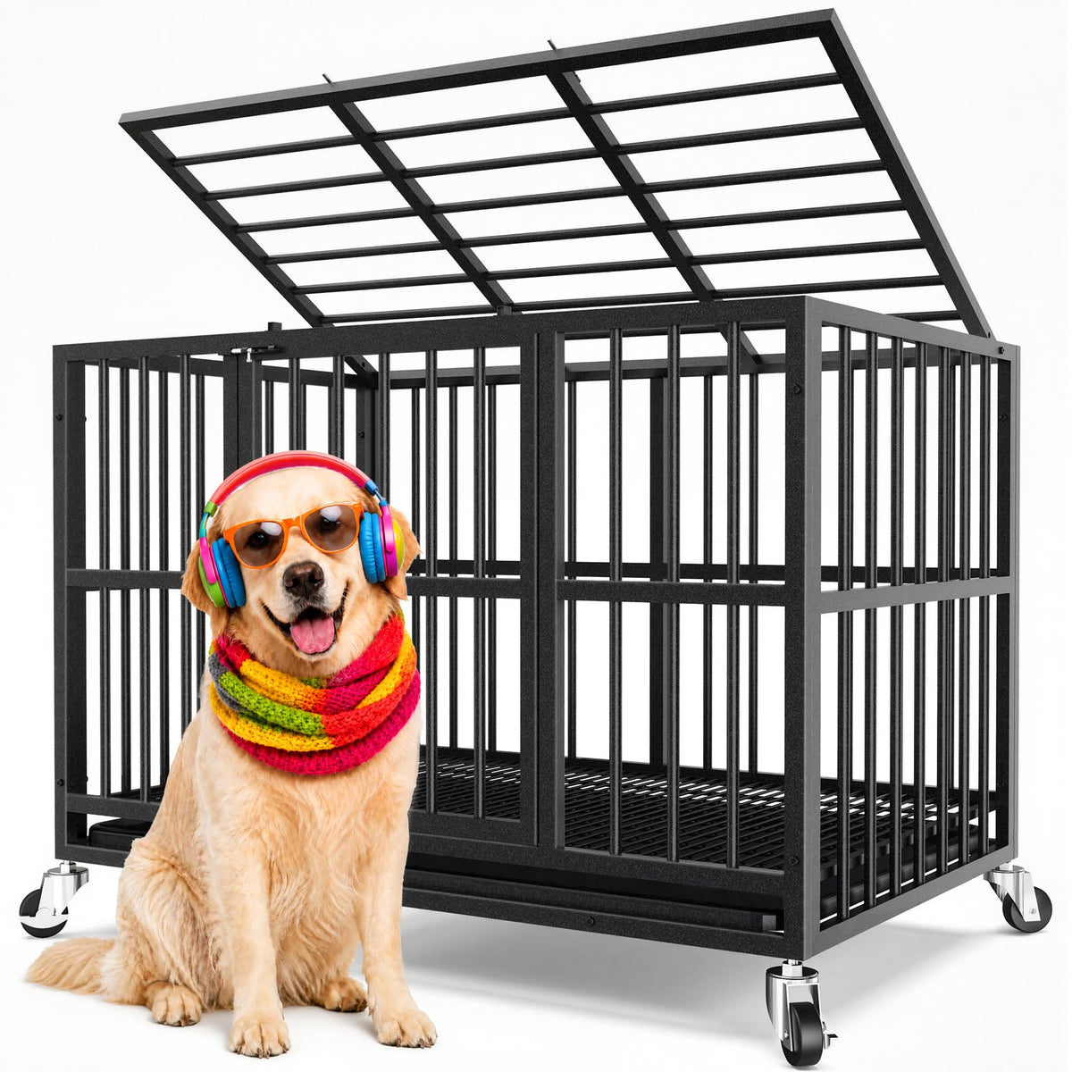 48 Inch Heavy Duty Black Dog Kennel X943