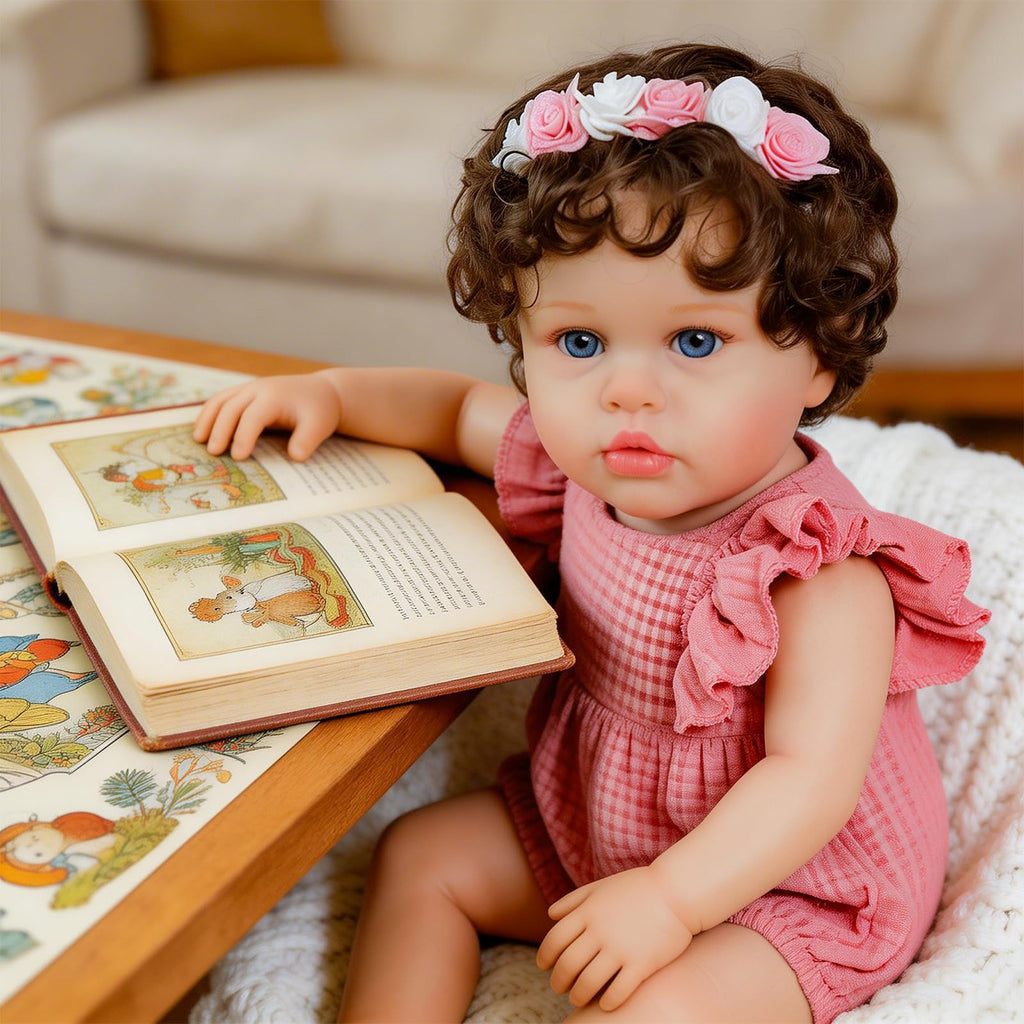 20 Inch Reborn Baby Dolls Girl with Curly Rooted Hair A305