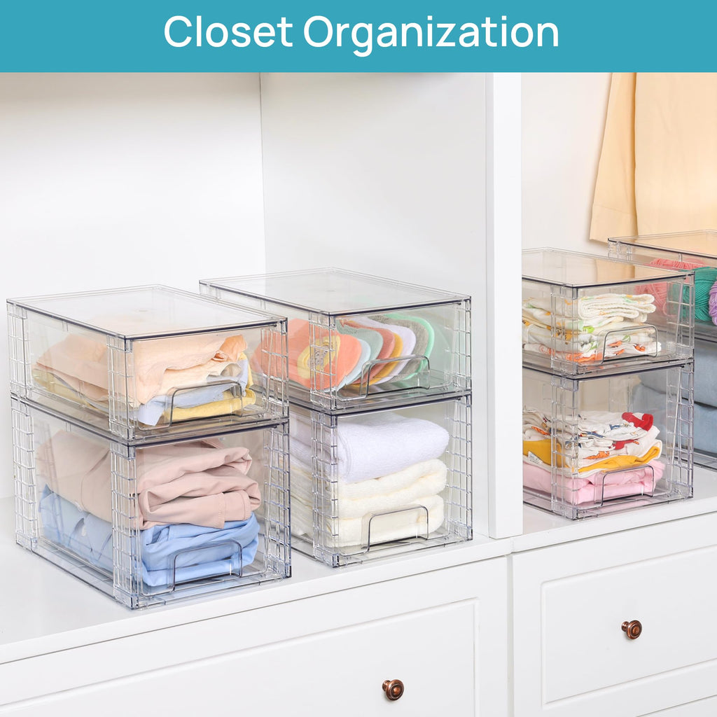 4 Pack Large Stackable Clear Storage Drawers M959421