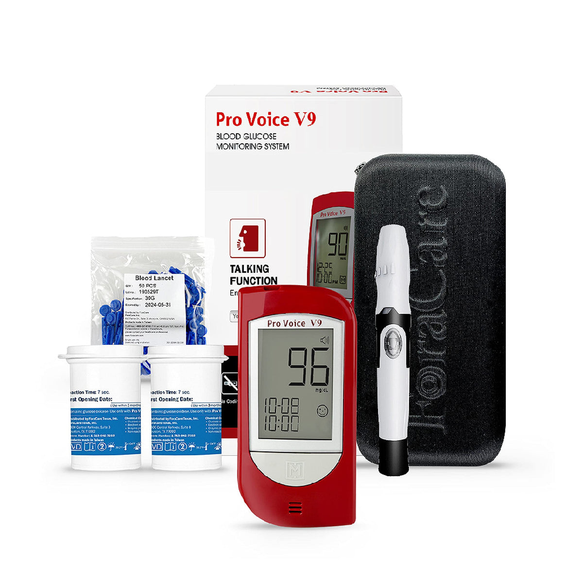 Talking Glucometer Diabetes Testing Kit with 100 Test Strips and 100 Lancets J52400