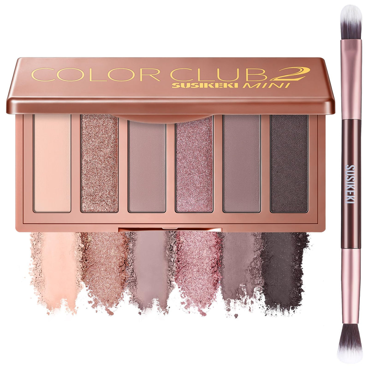 6-Color Matte and Shimmer Eyeshadow Palette with Brush A295130