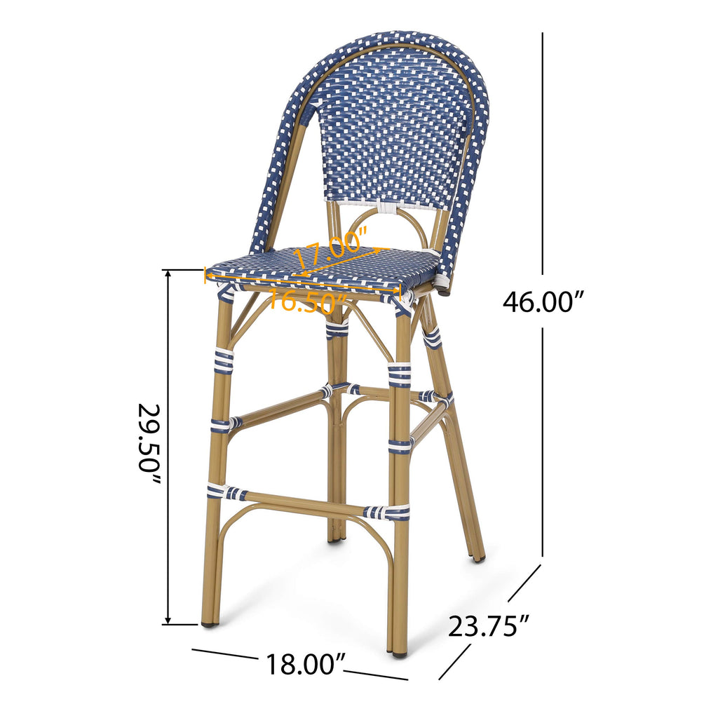 Teal Blue Rattan Counter Height Bar Stools Set of 2 E12898