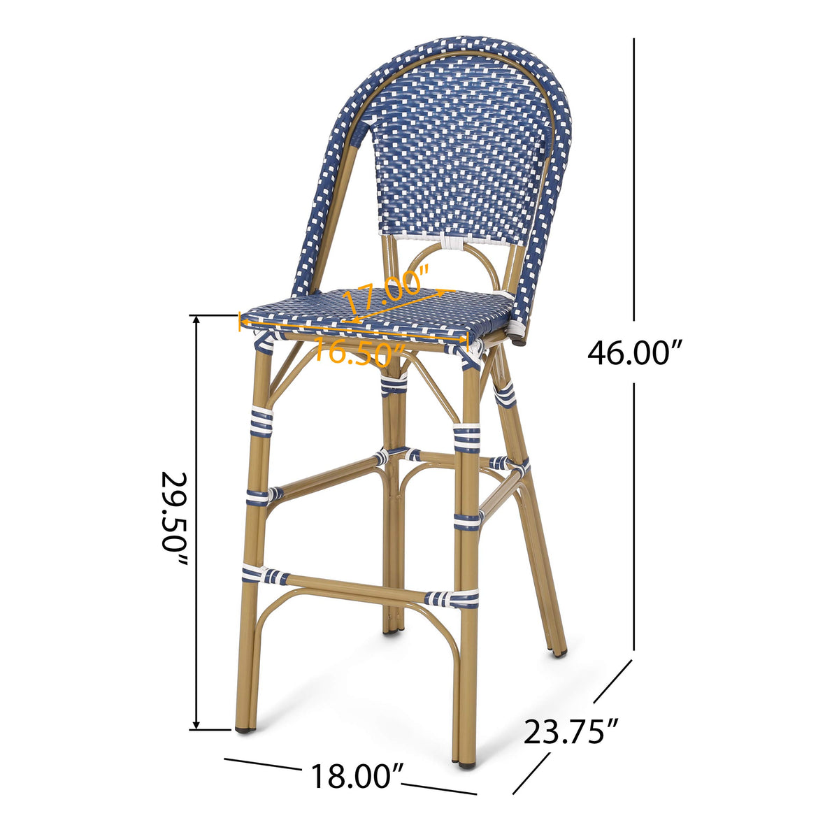 Teal Blue Rattan Counter Height Bar Stools Set of 2 E12898