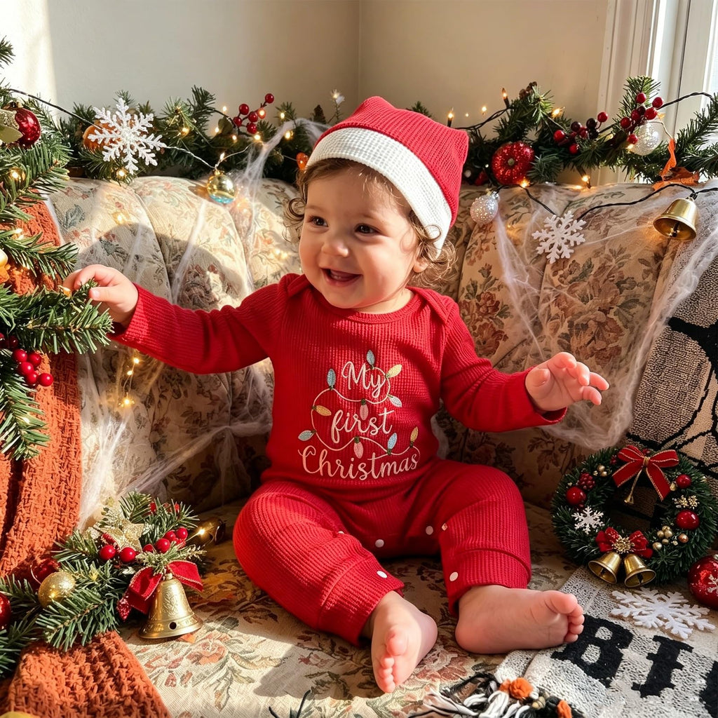 Baby Christmas Lights Romper + Santa Hat P945947