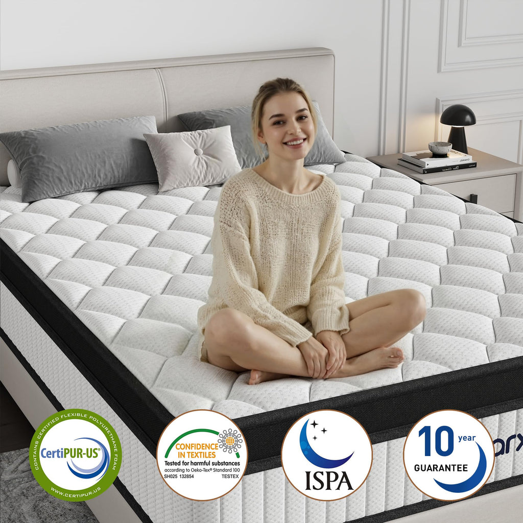 Full Size 12 Inch Hybrid Medium Firm Memory Foam Mattress V737669