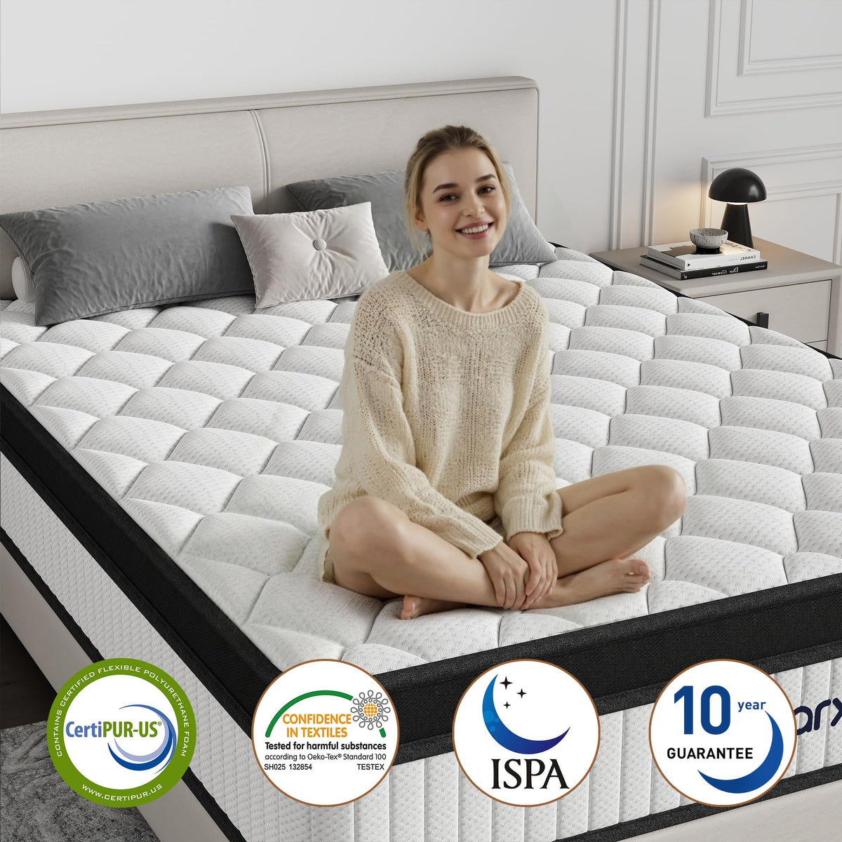 Full Size 12 Inch Hybrid Medium Firm Memory Foam Mattress V737669