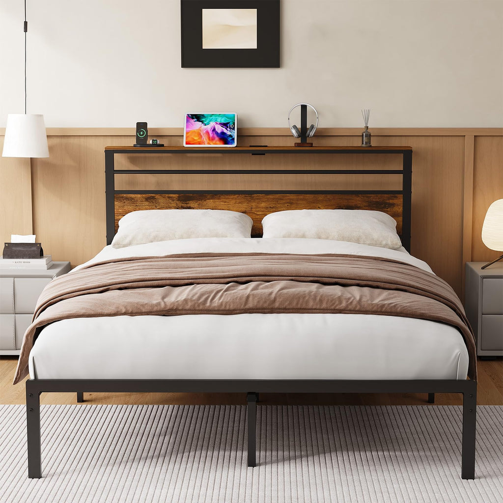 Black Twin Bed Frame with Headboard O292