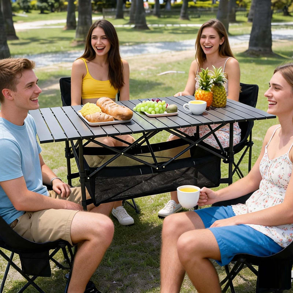 Large Folding Camping Table Adjustable Height M3659