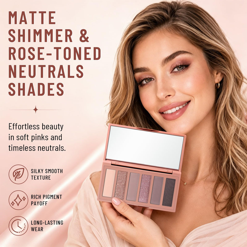 6-Color Matte and Shimmer Eyeshadow Palette with Brush A295130