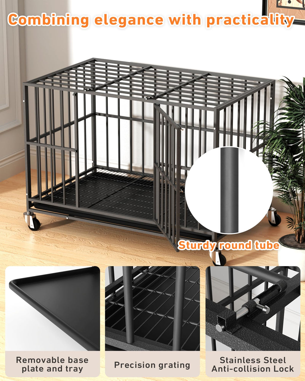 48 Inch Heavy Duty Black Dog Kennel X943