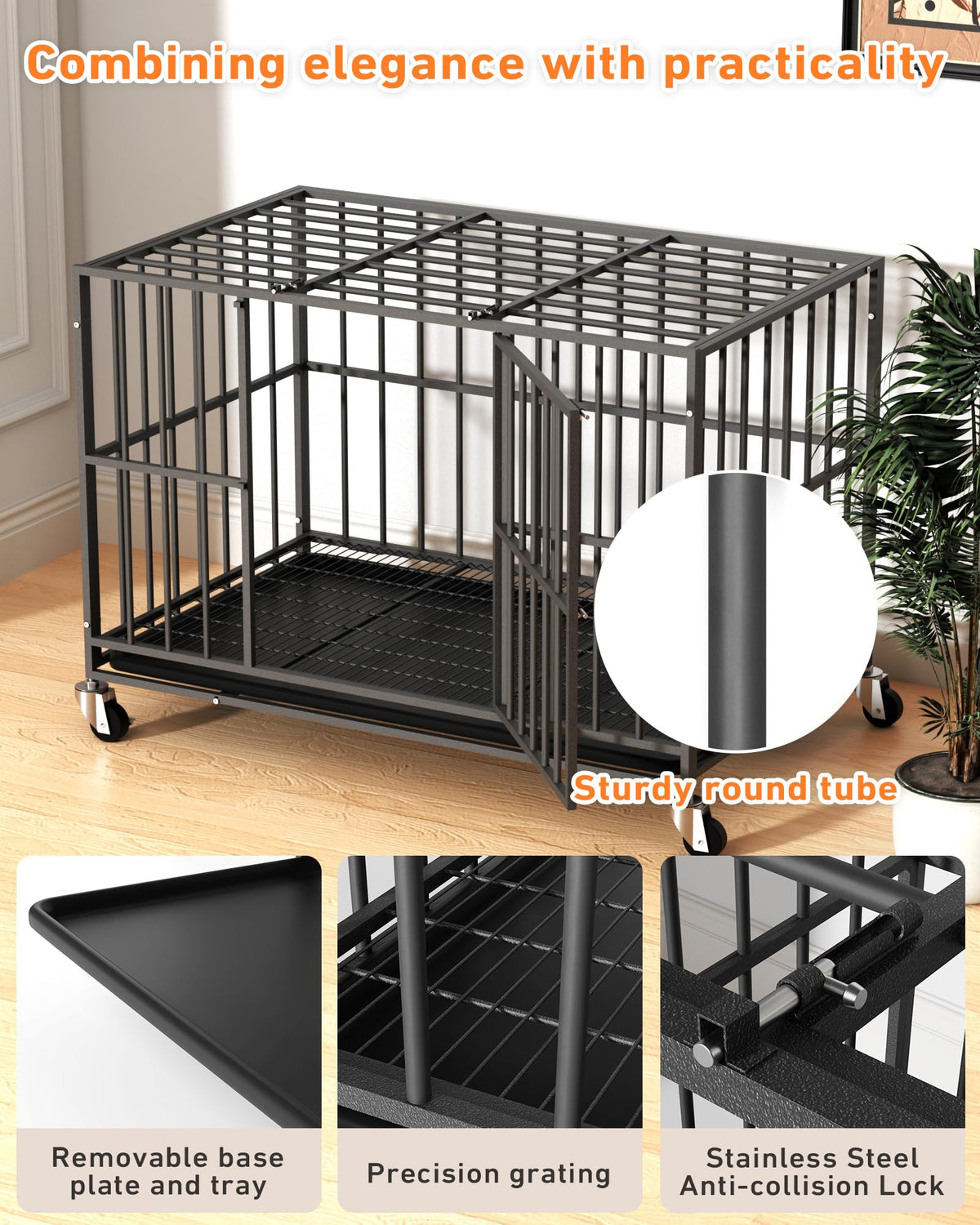 48 Inch Heavy Duty Black Dog Kennel X943