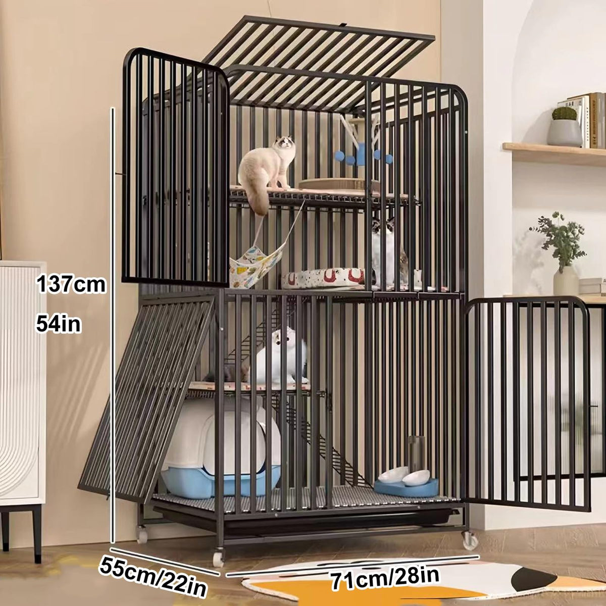 4 Tier Cat Cage with Litter Box and Wheel R837229