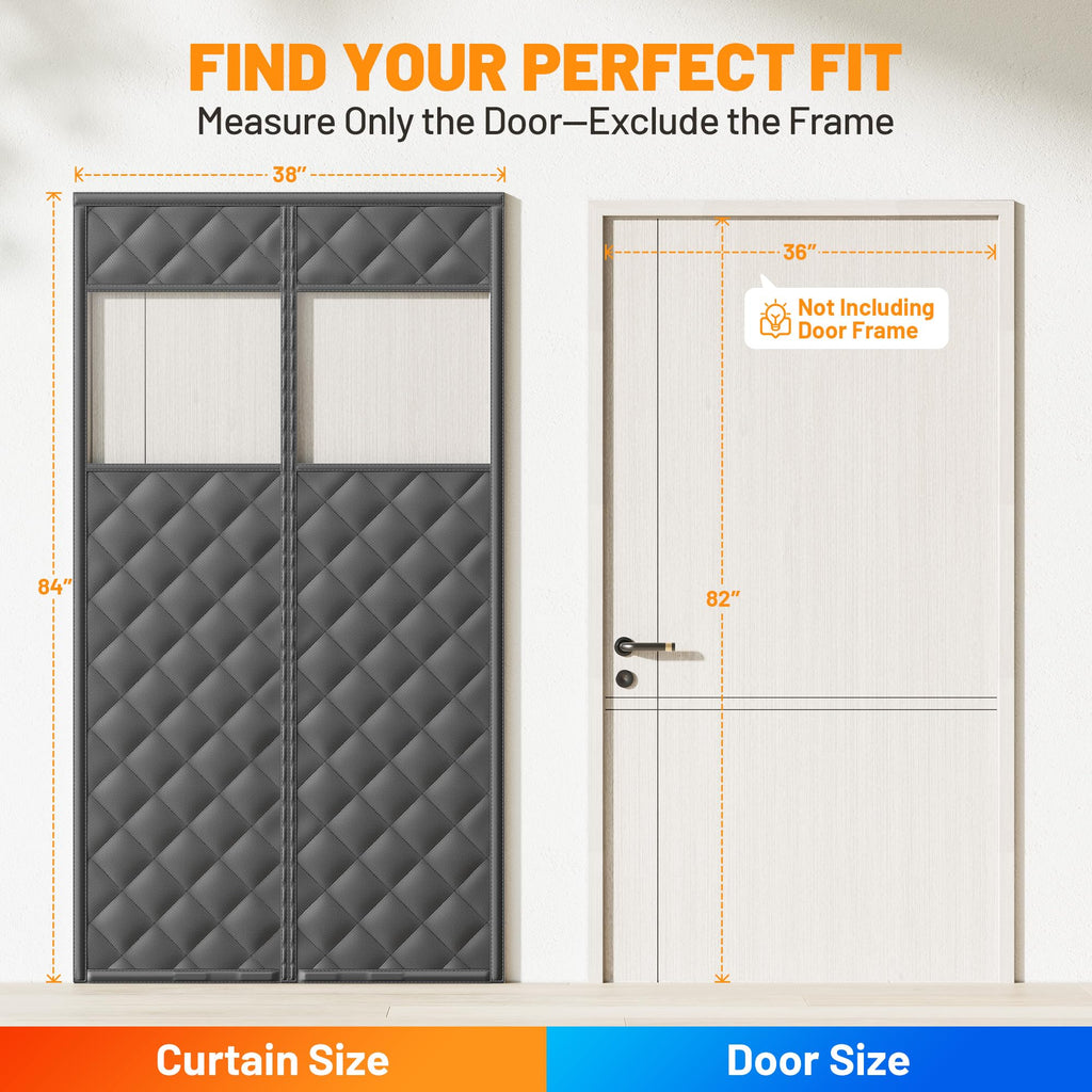 Magnetic Insulated Door Curtain 36"x82" Black Y678102