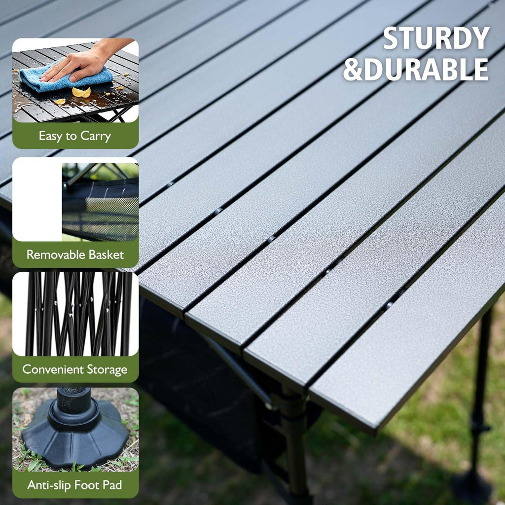 Large Folding Camping Table Adjustable Height M3659