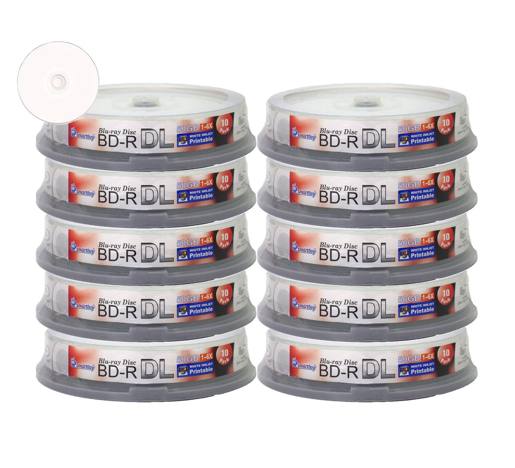 100 Pack White Inkjet Printable 50gb Blu-ray J60325