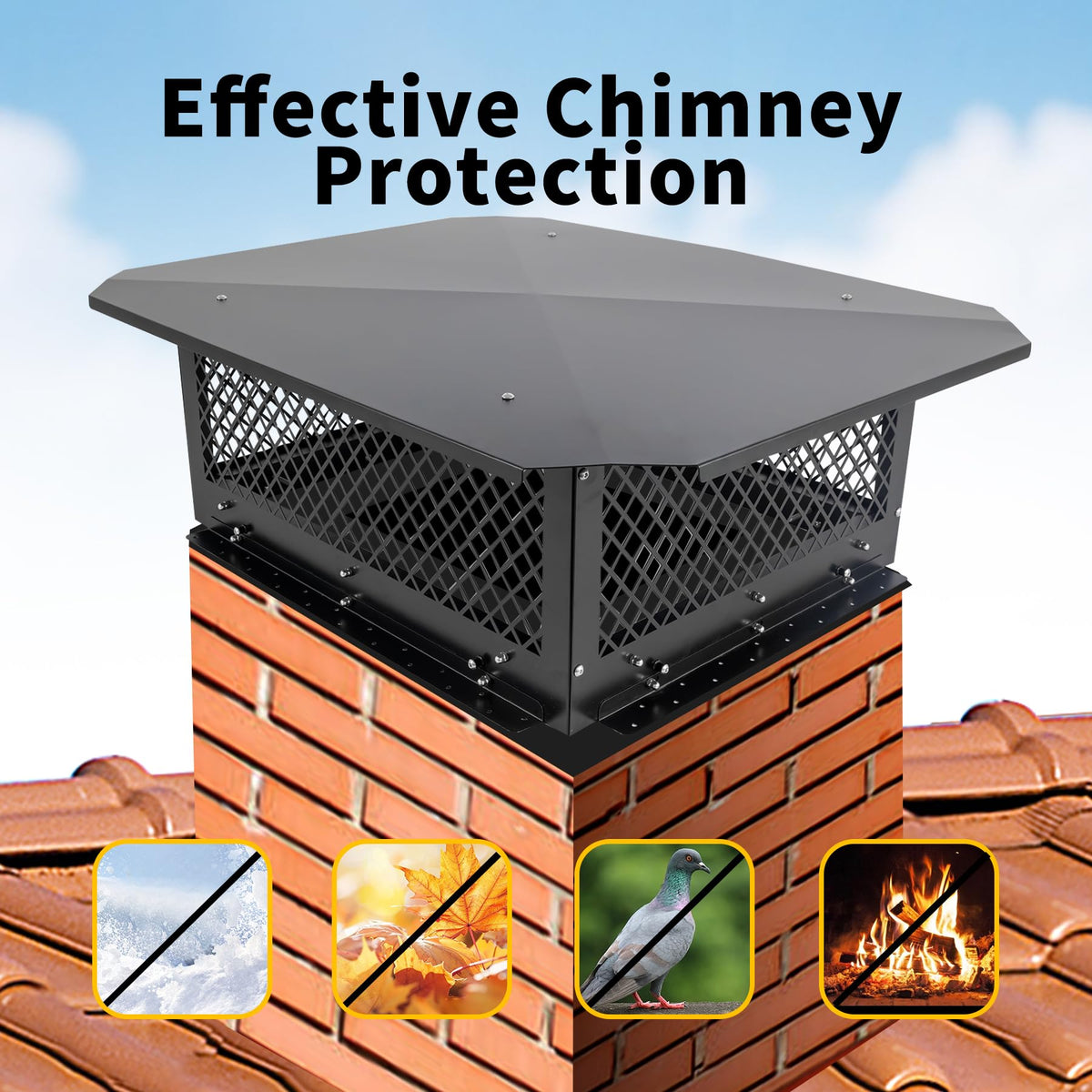 Black Galvanized Steel Chimney Cap H38998