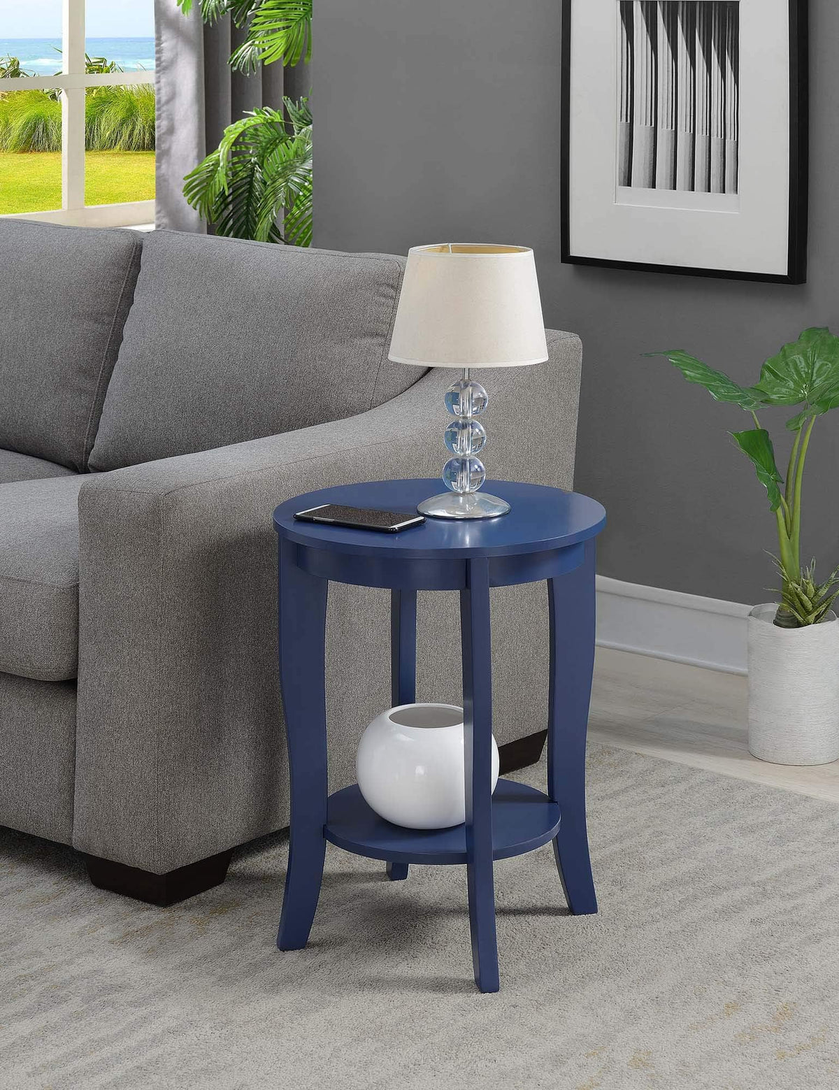 Cobalt Blue Round End Table Z456