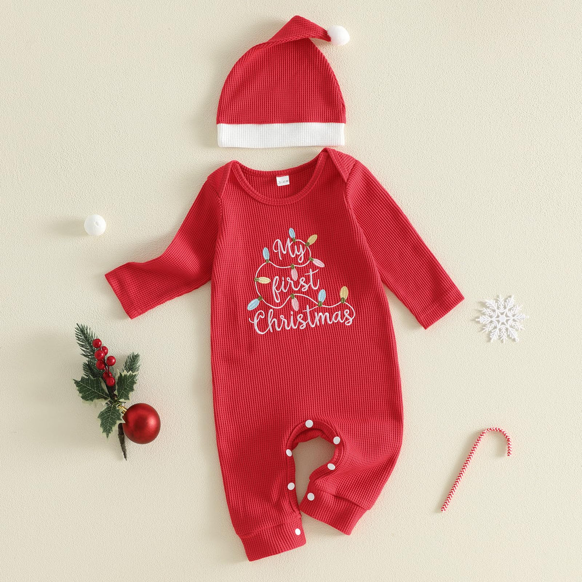 Baby Christmas Lights Romper + Santa Hat P945947