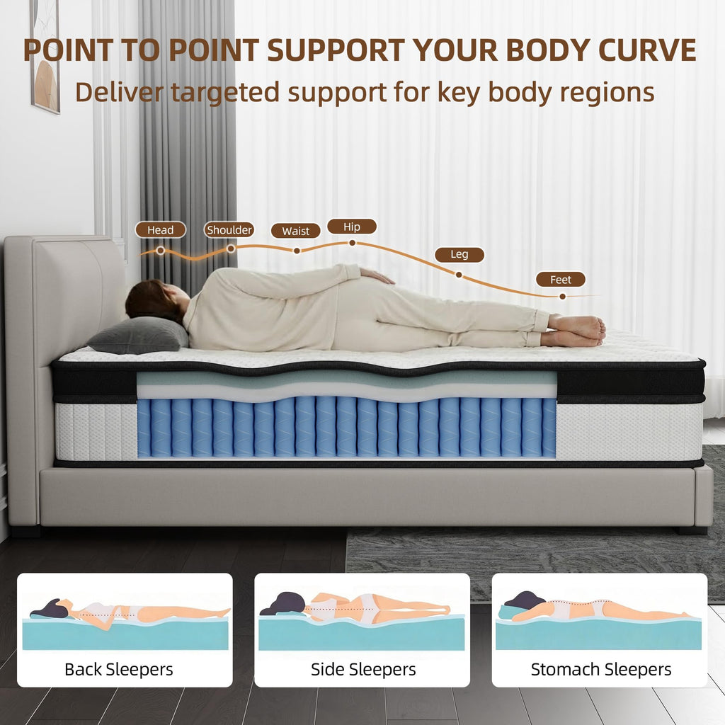 Full Size 12 Inch Hybrid Medium Firm Memory Foam Mattress V737669