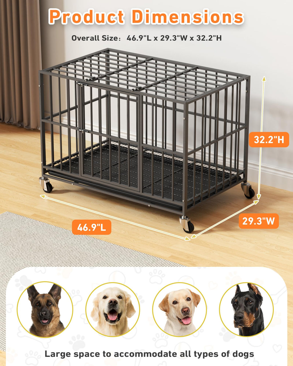 48 Inch Heavy Duty Black Dog Kennel X943