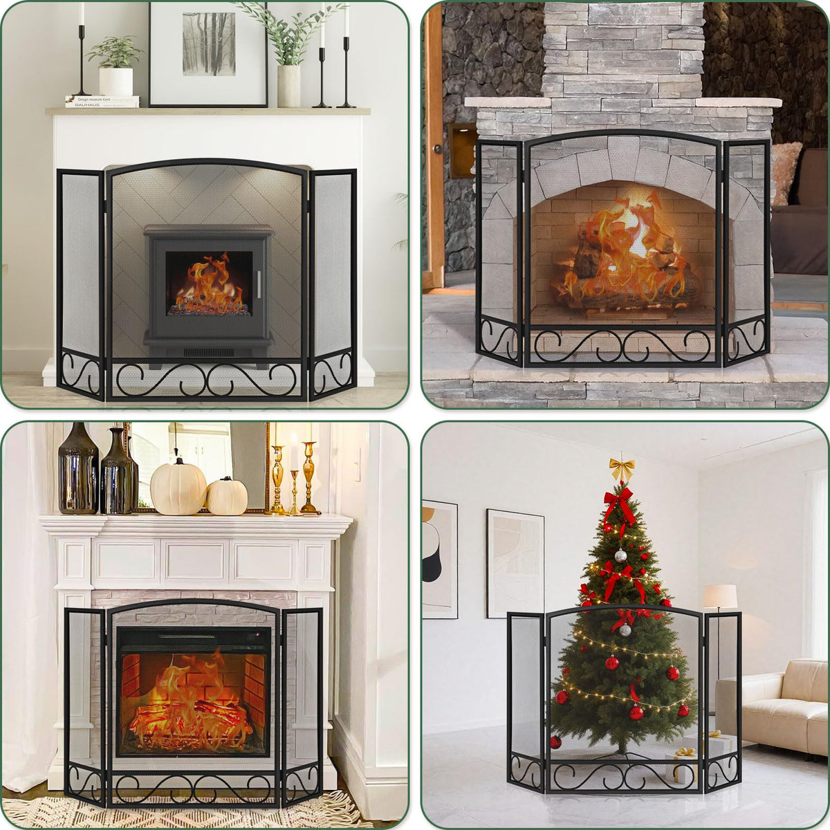 3 Panel Wrought Iron Fireplace Screen A92886