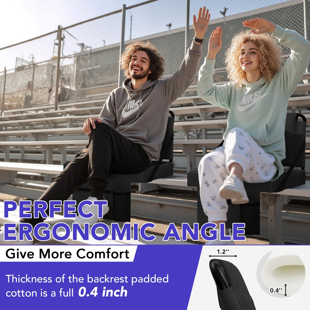 Adjustable Bleacher Chair with Back Support and Cup Holder P9481
