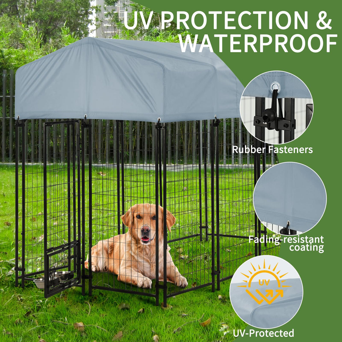 8'x4'x6' Outdoor Dog Kennel with Roof Z7204
