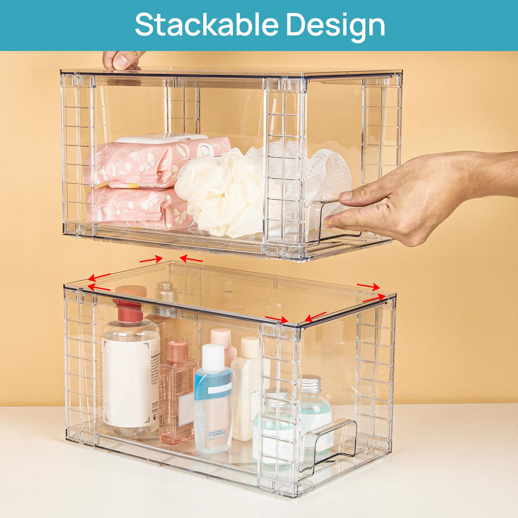 4 Pack Large Stackable Clear Storage Drawers M959421