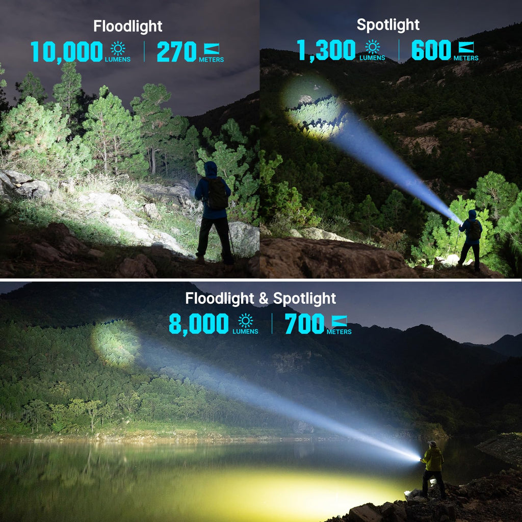 Bright Flashlight 10,000 Lumen 750 Meters Beam Distance G530737
