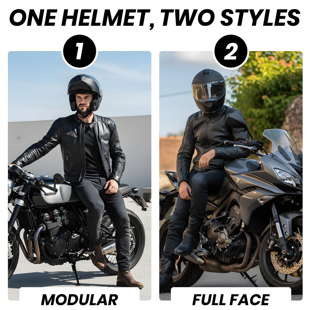 Modular Flip Up Motorcycle Helmet with Dual Visor J97384