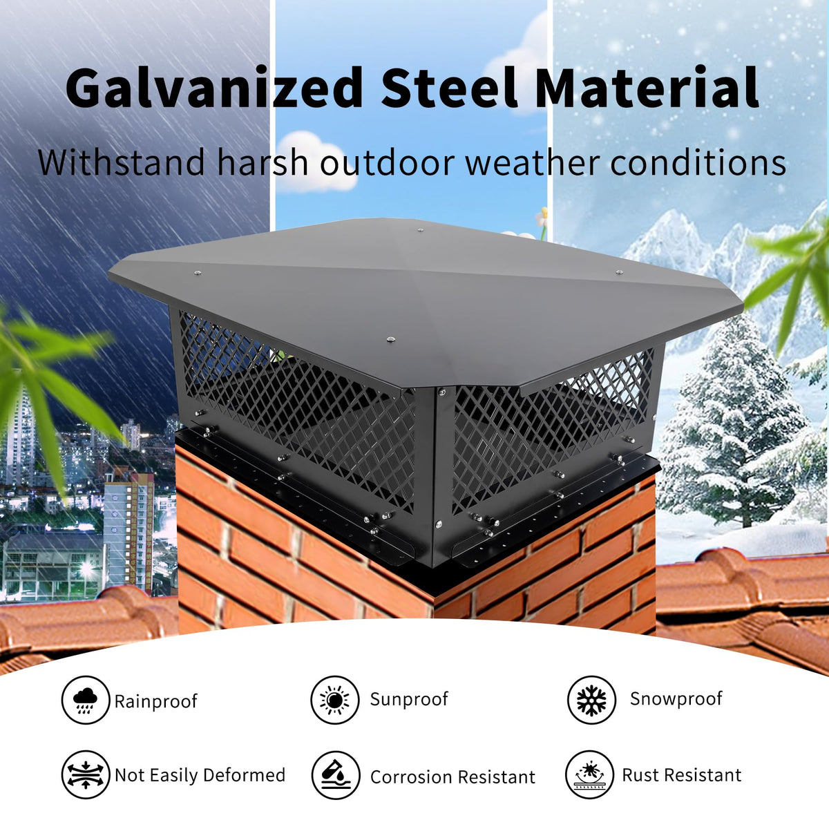 Black Galvanized Steel Chimney Cap H38998