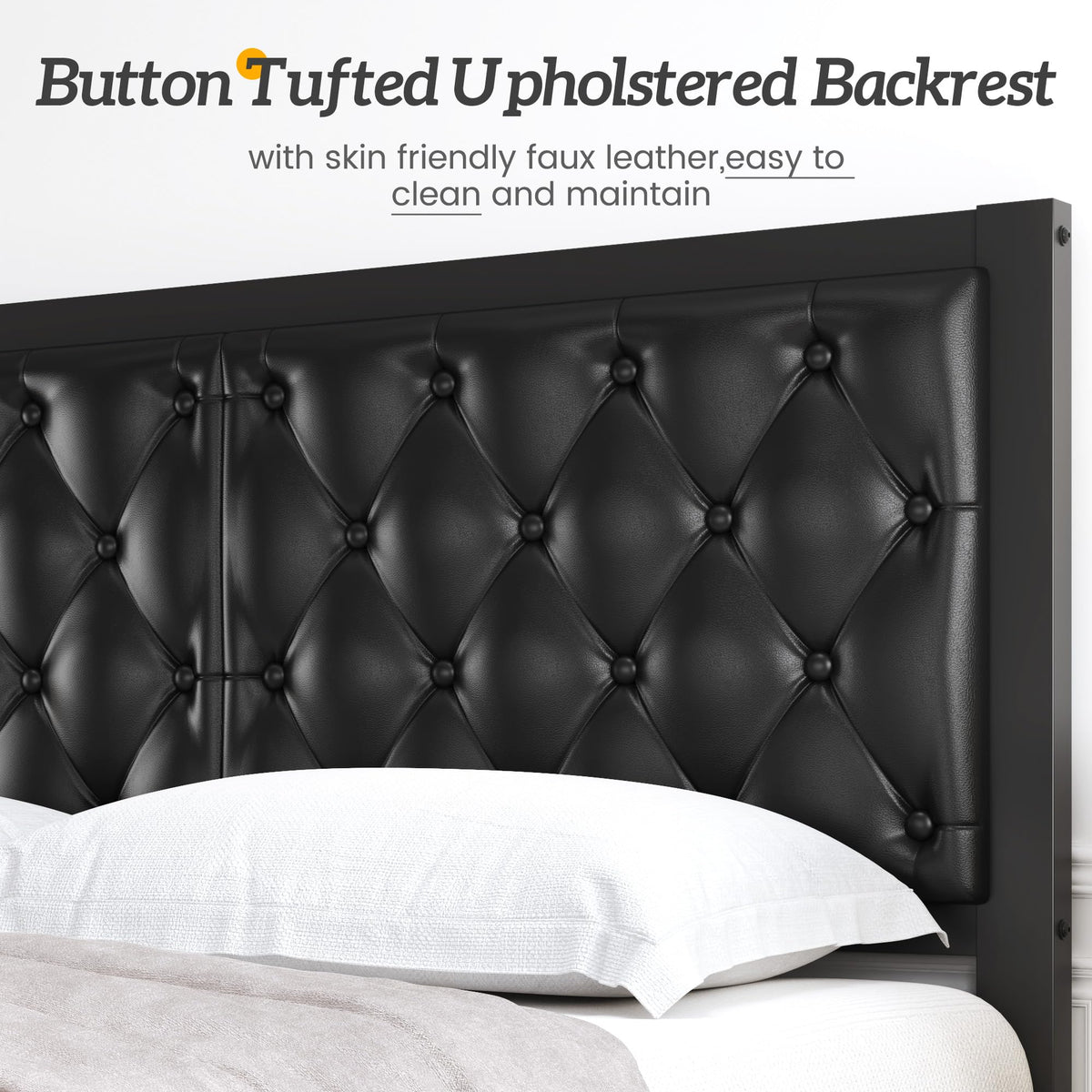 Queen Upholstered Button Tufted Bed Frame with Storage F315