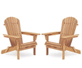 Wooden Folding Adirondack Chair Set of 2 Solid Cedar Light Brown T92375